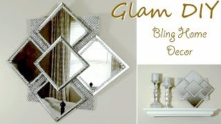 Dollar Tree DIY Easy Glam Bling Wall Mirror Glam Wall Decor [upl. by Kosse]