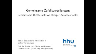 Statistik 2 53 Gemeinsame Dichtefunktion stetiger Zufallsvariablen [upl. by Azar238]