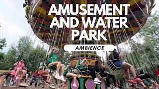 Amusement Park Ambience including Water Park and Roller Coasters [upl. by Ainot]