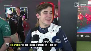 F1 Azerbaijan Baku  Entrevista Colapinto Post Carrera  1592024 [upl. by Garfield]