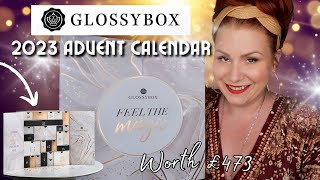 UNBOXING GLOSSYBOX 2023 BEAUTY ADVENT CALENDAR  £15 CHEAPER THAN LAST YEAR [upl. by Osugi]