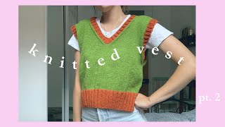 knit vest tutorial 💕 pt 2 step by step [upl. by Ylrebmyk]