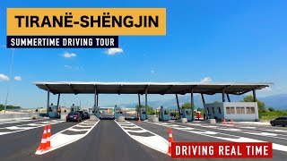 TIRANE  SHENGJIN 🚘 DRIVING REAL TIME FROM TIRANA TO SHENGJIN LEZHE ALBANIA 4K [upl. by Eednak]