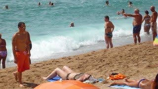 Blanes beach waves  Costa Brava Catalonia Spain [upl. by Burt]