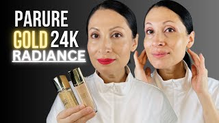 GUERLAIN PARURE GOLD 24K RADIANCE FOUNDATION amp 24K Radiance PRIMER First Impressions Demo [upl. by Auqenehs119]