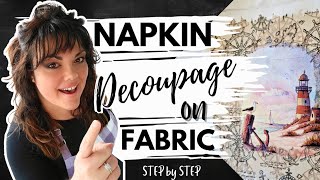 HOW TO DECOUPAGE A NAPKIN ON FABRIC  NAPKIN DIY  DECOUPAGE ART [upl. by Ahsikel408]