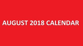 August 2018 Calendar Printable PDF Blank Holidays [upl. by Eetak981]