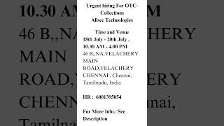 Urgent hiring For OTC Collections Allsec Technologies [upl. by Ynohta]