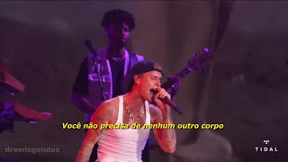 Justin Bieber  Essence Remix ft Wizkid LEGENDADOTRADUÇÃO MadeInAmerica2021 [upl. by Nonahs]