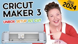 Cricut Maker 3 for Beginners Unbox Setup amp First Cut CRICUT KICKOFF Day 1 [upl. by Inirt]