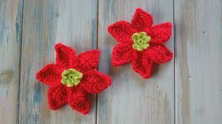 crochet How To Crochet a Mini Poinsettia  Yarn Scrap Friday [upl. by Vinaya]