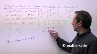 Punkt im Inneren eines Dreiecks oder Parallelogramms berechnen Beispiel 1  V0505 [upl. by Erdnoid]