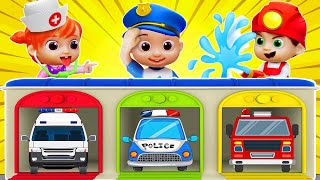 Police Cars Little Fan Fire Truck Ambulance  Little Rescue Squad  CoComelon Toys Nursery Rhymes [upl. by Enela]