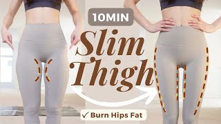 10min Easy Slim Thighs workout Toned Inner amp Outer Thighs Burn Hips Fat  100 RESULT [upl. by Kotto]