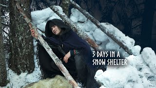 Building Shelter in Snow 3 Day Solo Winter Camping Long Cut [upl. by Yokum]