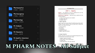 M Pharm Notes  All Subject mpharm mpharmacy notes pharmaceutics phchemistry pharmacology [upl. by Sarson]