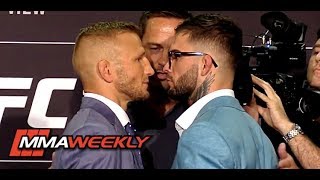 UFC 227 FaceOffs TJ Dillashaw vs Cody Garbrandt Media Day [upl. by Iney]