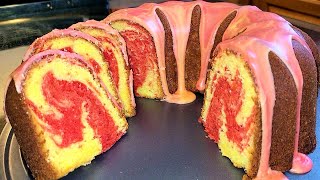 Lemon Strawberry Marble Pound Cake  A lemon pound cake with a strawberry swirl [upl. by Faina]