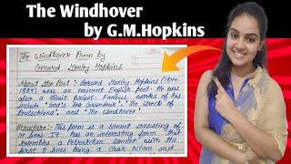 The Windhover by G M Hopkins  The Windhover poem fully explanation in hindi [upl. by Devan580]