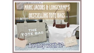 MARC JACOBS THE TOTE BAG LARGE CANVAS amp LONGCHAMP LE PLIAGE LARGE BAG  REVIEW amp WORTH IT [upl. by Bray826]