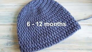 crochet How To  Crochet a Simple Baby Beanie for 612 months [upl. by Annua]