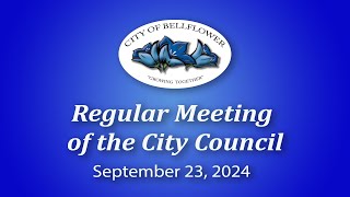 Bellflower City Council Meeting September 23 2024 [upl. by Atthia957]