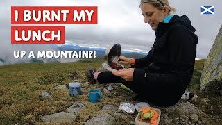 BAGGING A MUNRO and COOKING burning my lunch up it 🔥🍔⛰️ Hiking in Scotland 🏴󠁧󠁢󠁳󠁣󠁴󠁿 [upl. by Percy]