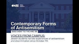 WJC Highlights Rising Antisemitism in Universities at UNHRC Side Event [upl. by Naynek]