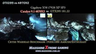 GTX295 vs 4870X2 Maxishine test [upl. by Esilana576]