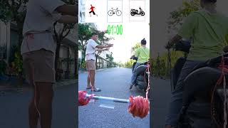 SHK Chạy Bộ vs Đạp Xe vs Xe Máy  Running vs cycling vs motorbike speed challenge shorts [upl. by Nrek]