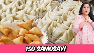 Making 150 Samosay for Iftar Tips amp Folding Technique Keema Samosa Recipe for Ramadan 2024  RKK [upl. by Ahsek357]