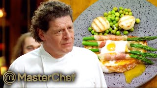 Marco Pierre White Judges Broken Poached Egg Immunity Challenge  MasterChef Australia [upl. by Atsejam]