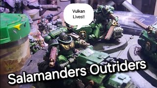 Marine paints Marines Warhammer 40k Salamanders Outriders Adeptus Astartes Vulkan Lives [upl. by Grayce]