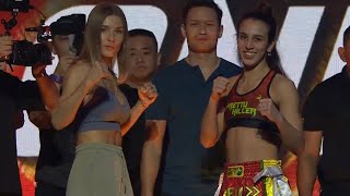 Ekaterina Vandaryeva vs Iman Barlow  Weighin FaceOff  ONE Fight Night 8  Muay Thai [upl. by Jemmie]