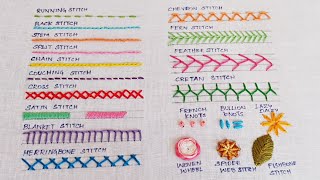 20 Most Important Hand Embroidery Stitches That Everyone Must Learn  Absolute Beginners [upl. by Oilenroc705]