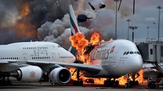 Plane Accident Causes Runway Chaos  Airbus A380 Emirates [upl. by Rye318]