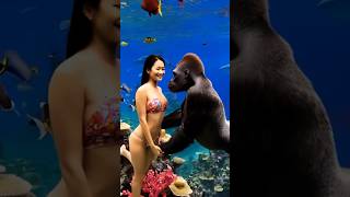 Harmony between humans and nature under the ocean nature animals explore cute Orangutan happy [upl. by Yaakov]