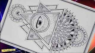 illuminati How to draw illuminati eye step by step  La Crafts villa  Art 49 [upl. by Einaj186]