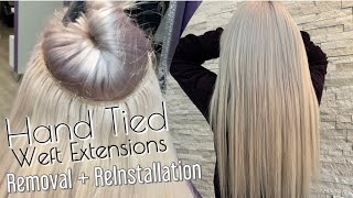 Hand Tied Wefts  Removal  Installation [upl. by Llerrud]