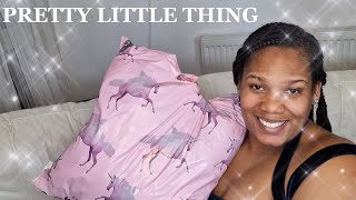 VLOGMAS DAY 20 PRETTY LITTLE THING TRY ON HAUL  December 2023  Marcias Fab Life [upl. by Okim613]