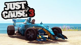 HOW TO GET THE F1 CAR AND KEEP IT FOREVER IN JUST CAUSE 3  SuperRebel [upl. by Ayadahs290]