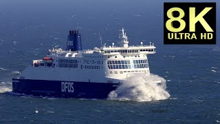 8K video CAR Ferries crossing the Stormy Sea and moor at the Port of Dover [upl. by Airamana44]