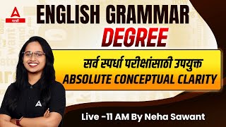 Degree  English Grammar In Marathi  English Grammar By Neha Maam  Adda247 Marathi [upl. by Aynnek]