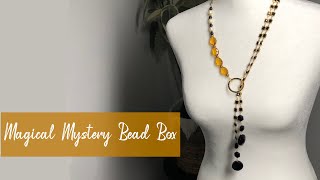 Magical Mystery Bead Box Color Blocked Lariat Necklace Tutorial Featuring JesseJamesBeads 🖤💛 [upl. by Nossyla]