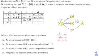 Máquinas de Turing Ejercicio 8 Junio 2019 [upl. by Cardon455]