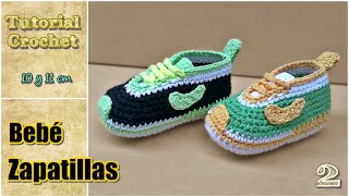 Zapatitos para bebé a crochet talle 10 y 11 cm  Paso a paso  2de2 [upl. by Eerot]