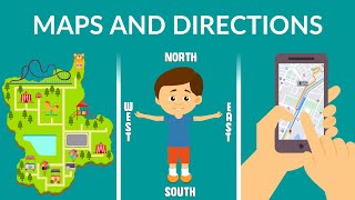 Maps and Directions  Types of Maps  Cardinal Directions  Video for Kids [upl. by Renaud]