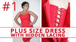 How to make PLUS SIZE dress with HIDDEN LACING Sew plus size dress [upl. by Imis179]