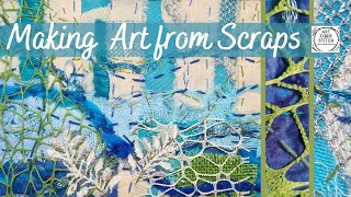 Fabric Art use scraps creatively to make a collage for embroidery textileart craft stitch [upl. by Aicinod]