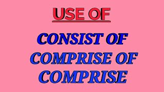 Use of consist of comprise of amp comprise [upl. by Lorrimor]